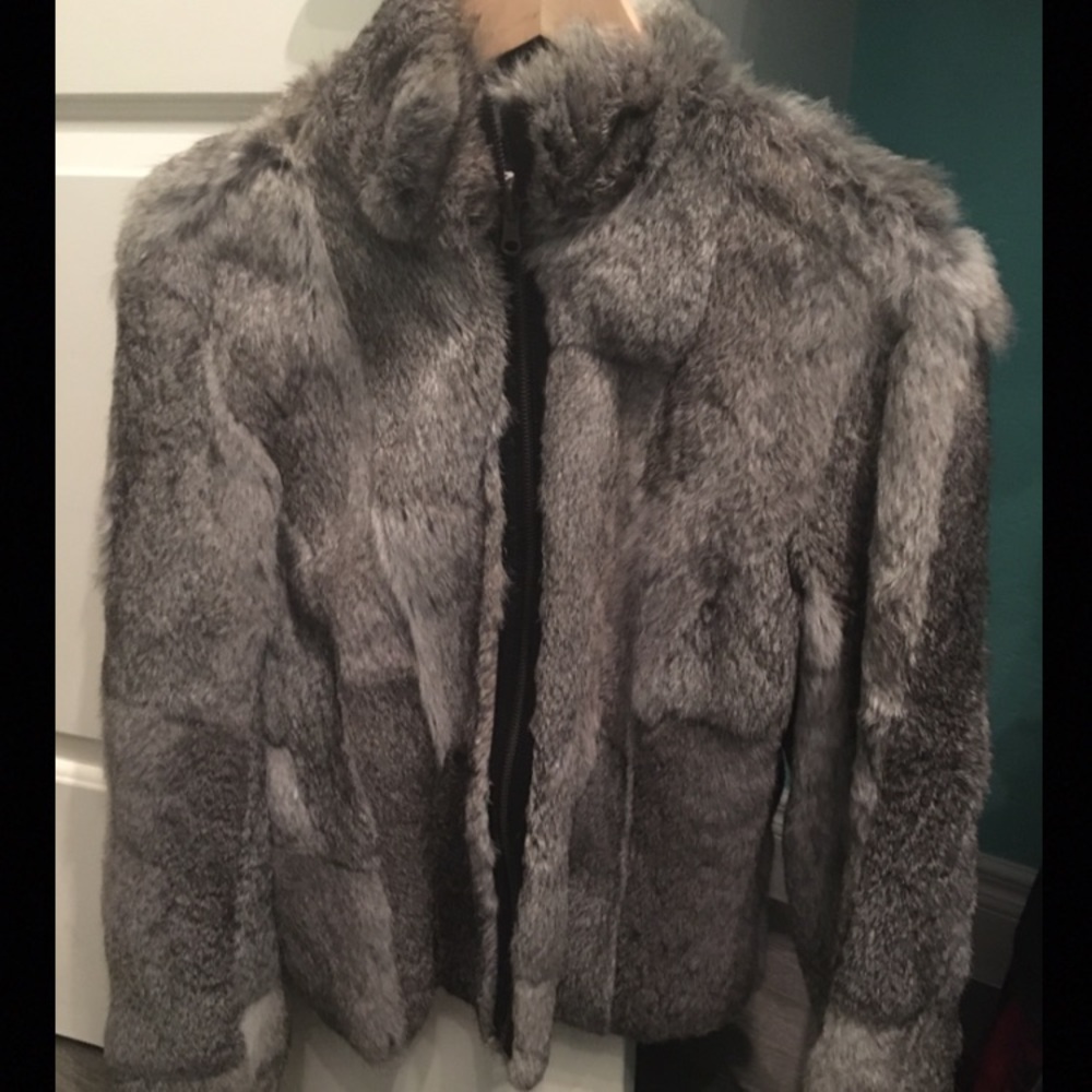 Calvin Klein rabbit fur jacket.